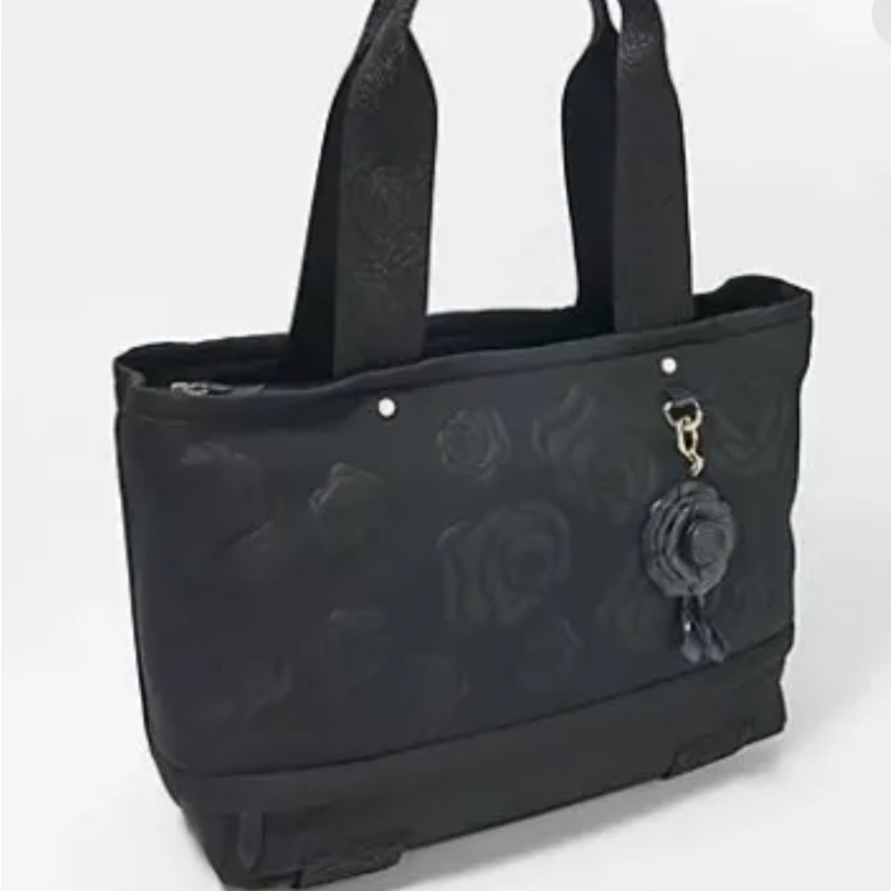 Taryn Rose Neoprene Zip Top Tote Black